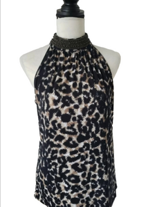 Alfani animal print top size M black/beige